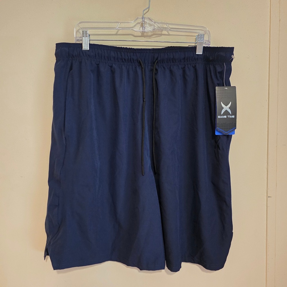 Game Time Mens Athletic Shorts Size 3X Navy Blue Drawstring
